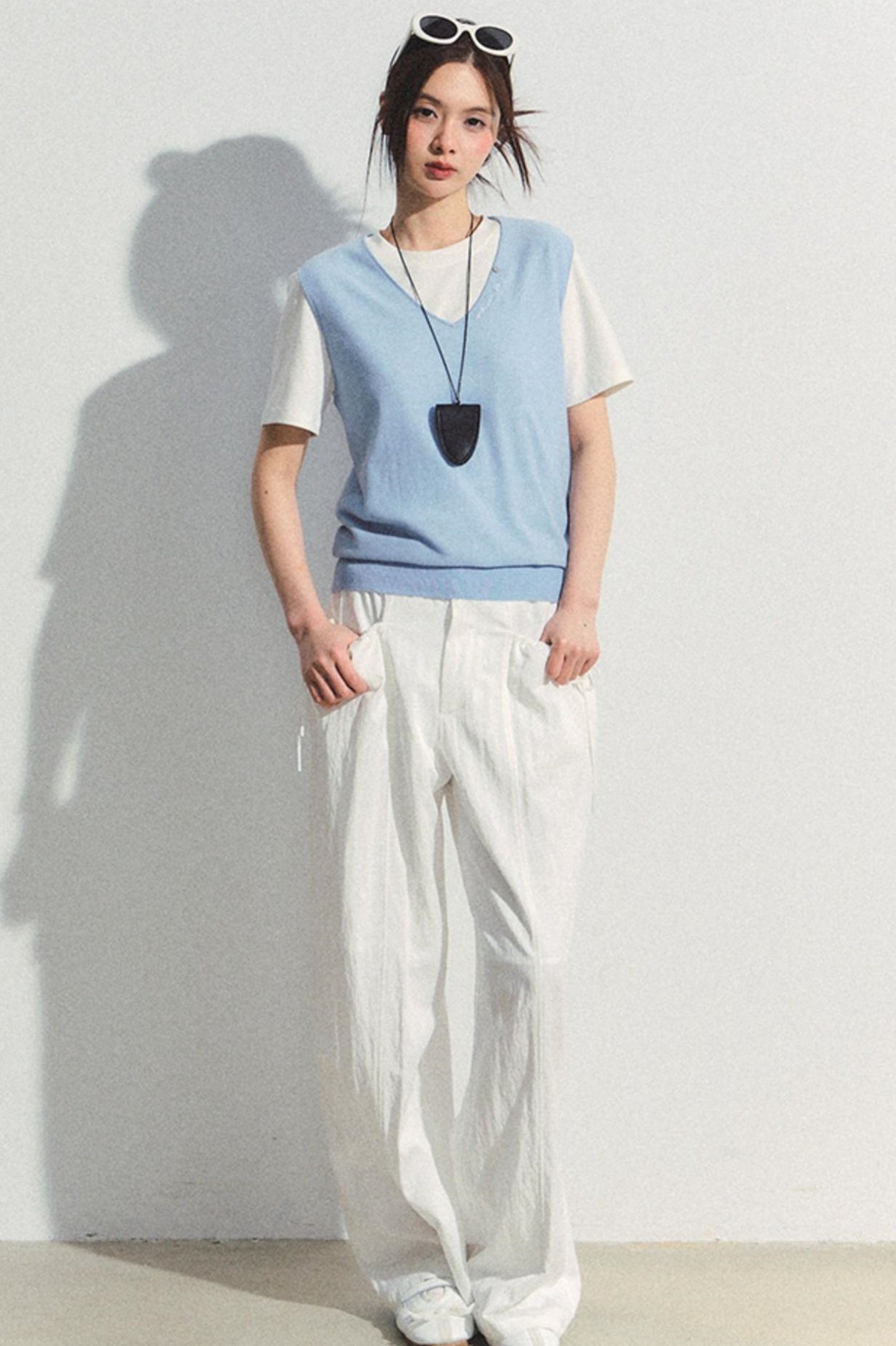 Lace-Trim Wide-Leg Pants