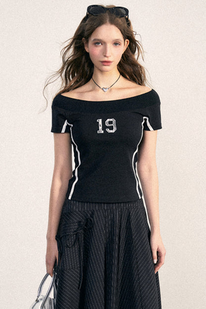 One-Shoulder Design Knit T-Shirt