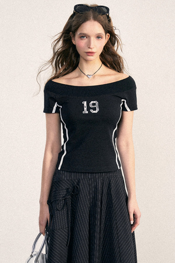 One-Shoulder Design Knit T-Shirt