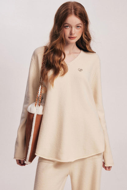 Rolled Sweater & Wide-Leg Pants Set-Up