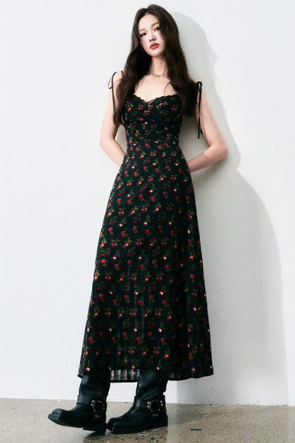 Floral Black Tie Dress