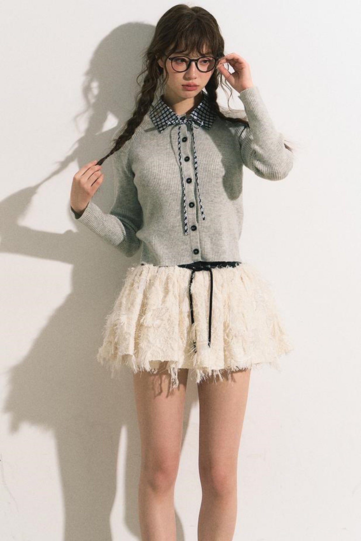 Slim Gray Knit Cardigan