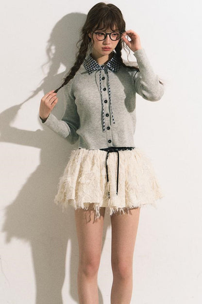 Slim Gray Knit Cardigan