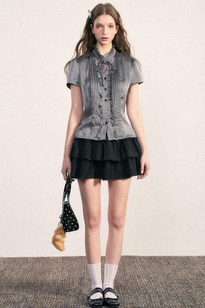 Vintage Pleated A-line Skirt