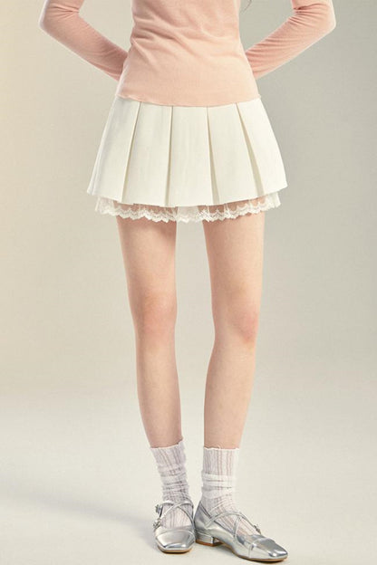 Niche Pleated Lace Culottes Skirt