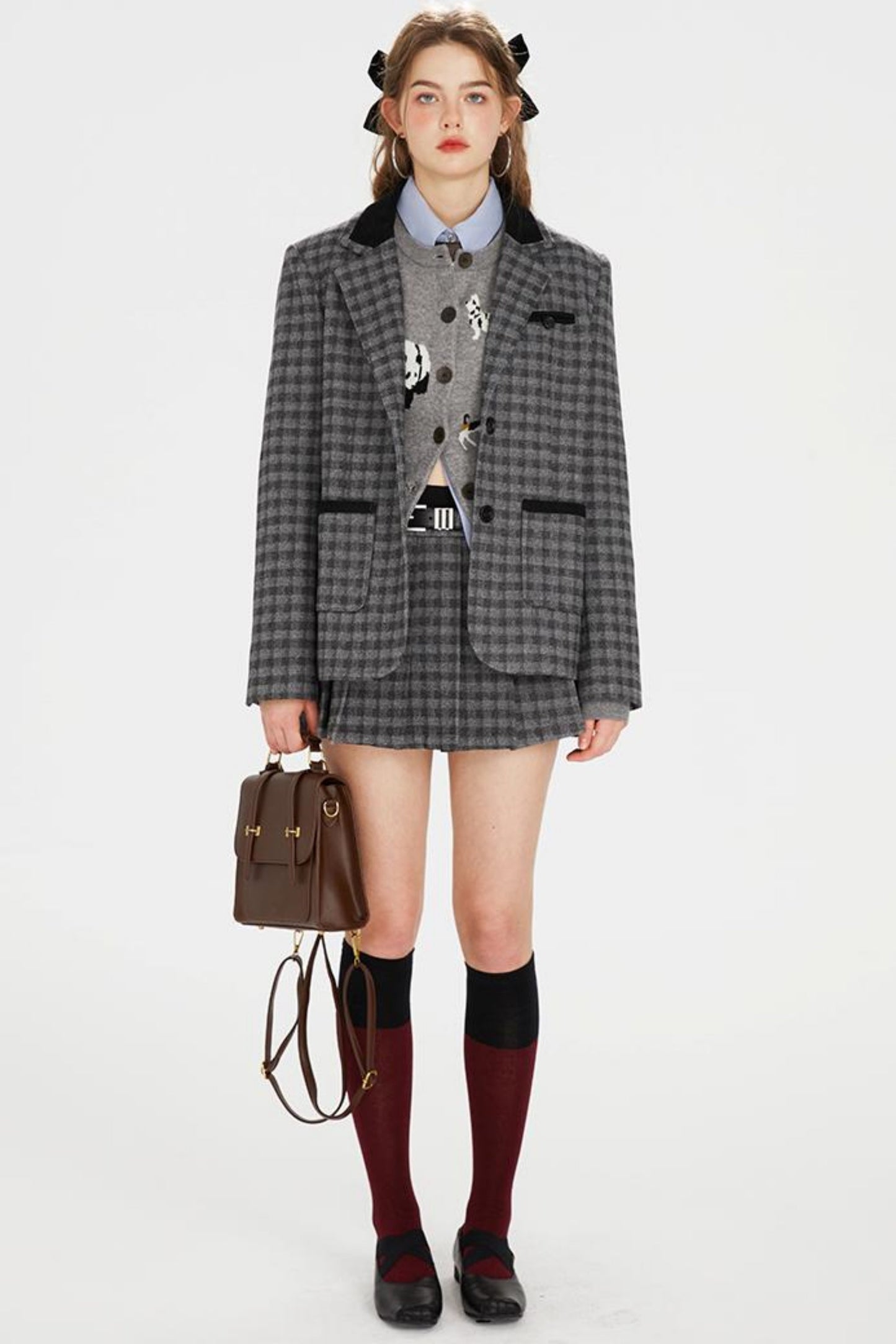 Tartan Color-Block Jacket Set-Up