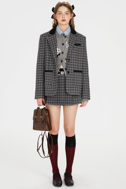 Tartan Color-Block Jacket Set-Up