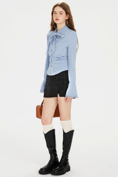 Pocket Accent Tweed Skirt Set-Up