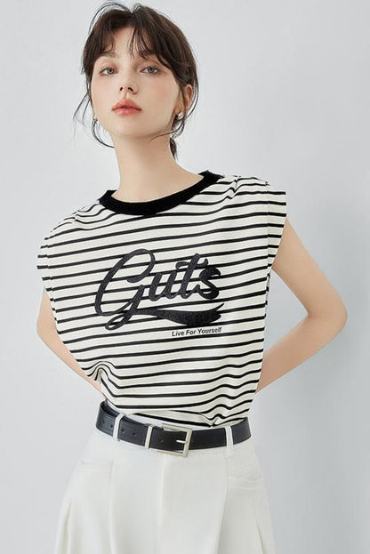 Striped Letter T-Shirt
