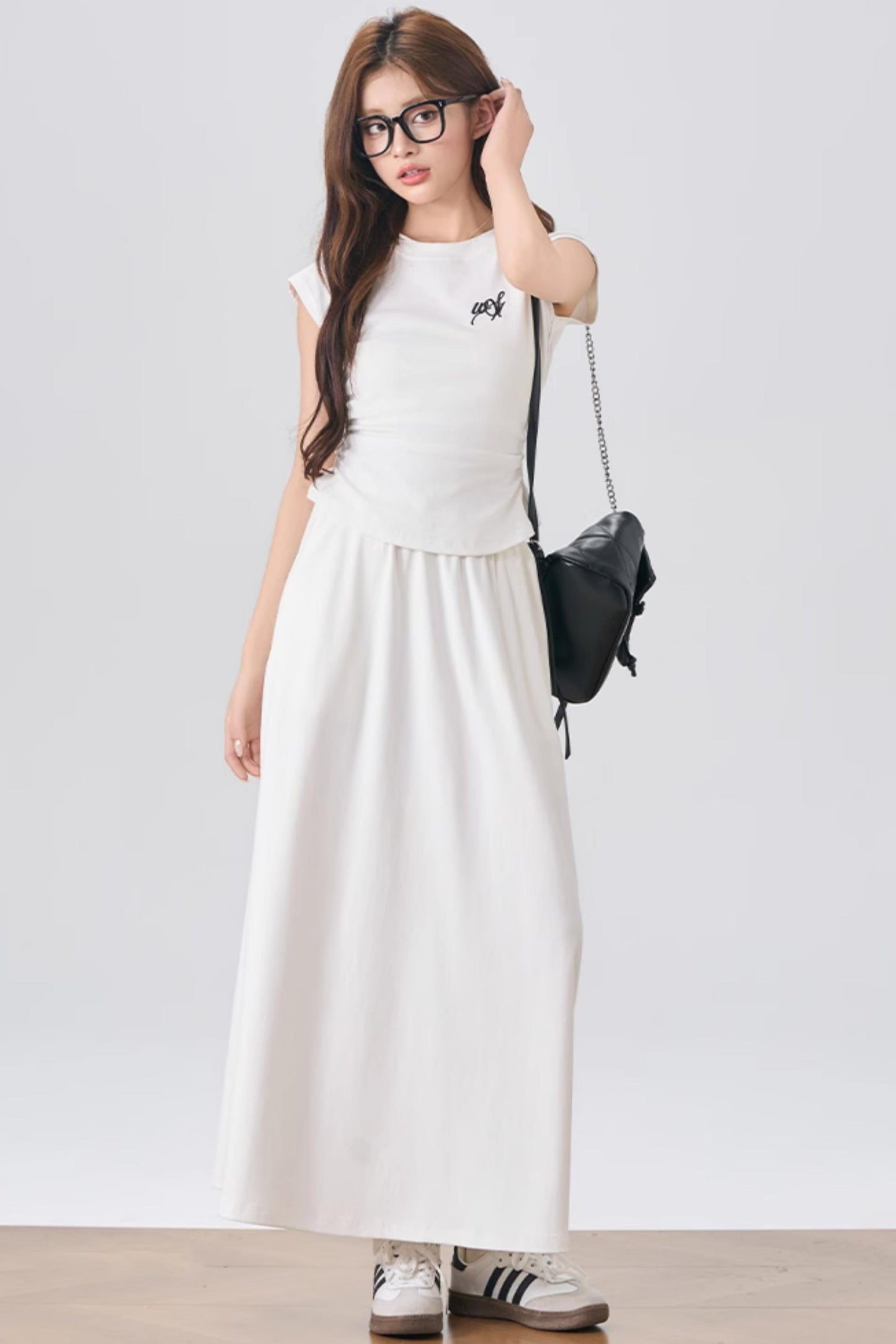 Flowy Sleeve Top And A-Line Skirt Set-Up