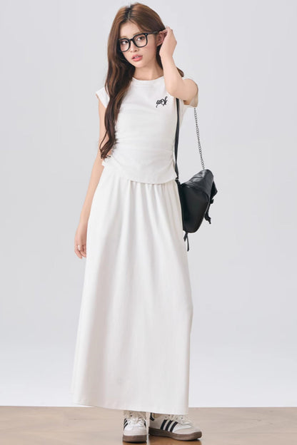 Flowy Sleeve Top And A-Line Skirt Set-Up