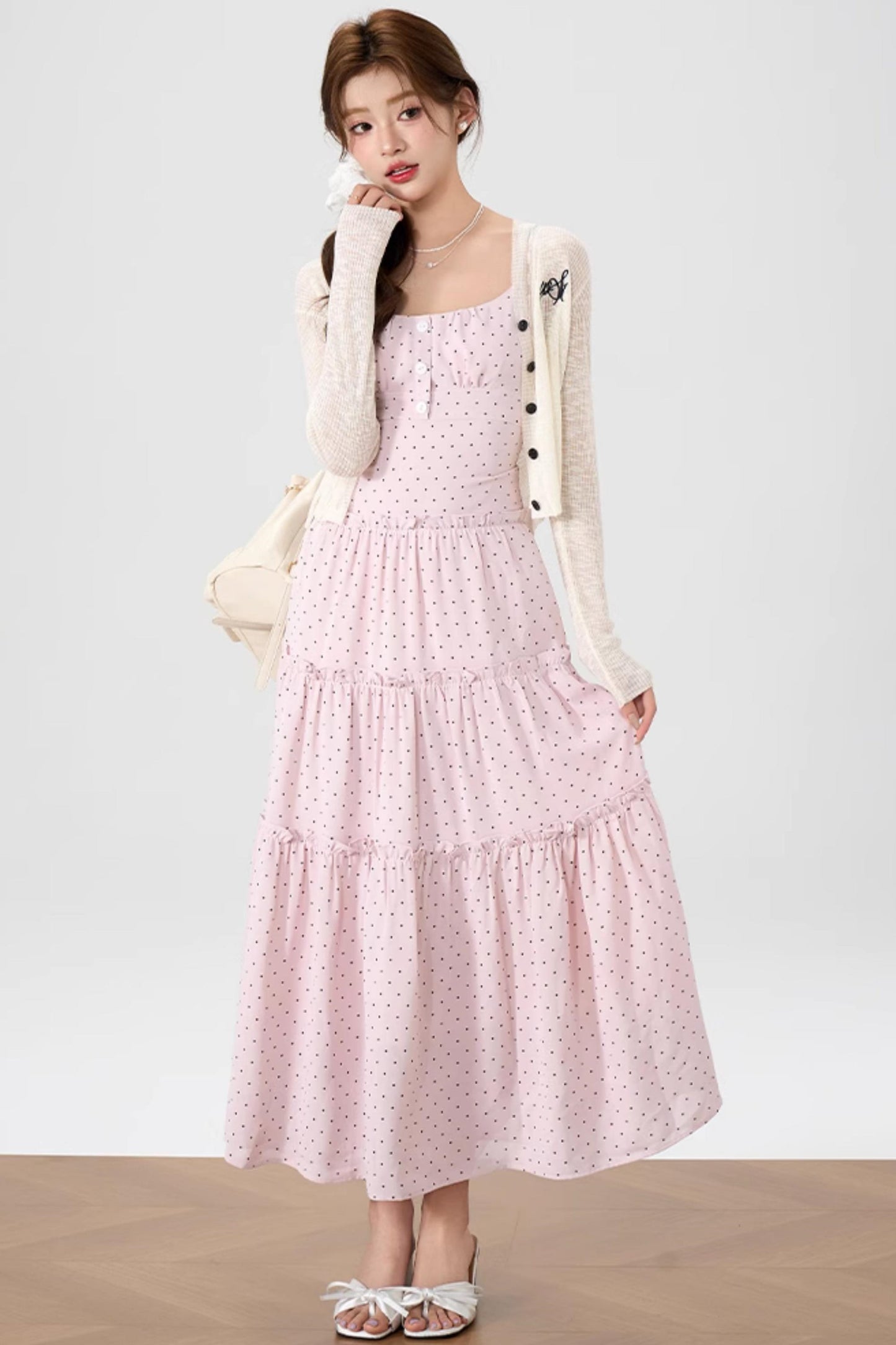 Halter Knit Dress With Cardigan Set-Up