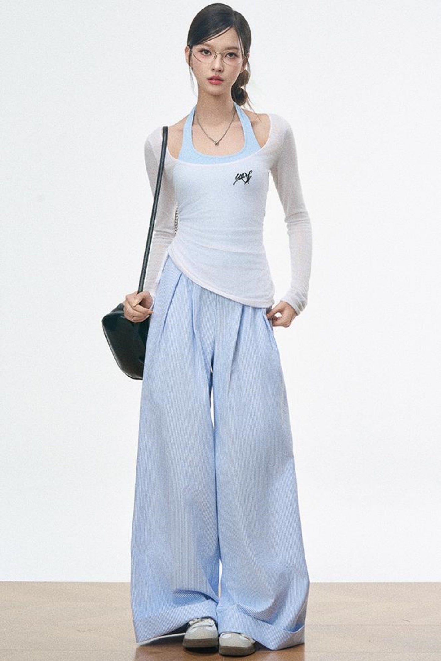 Blue Striped Ensemble Pants Set-Up