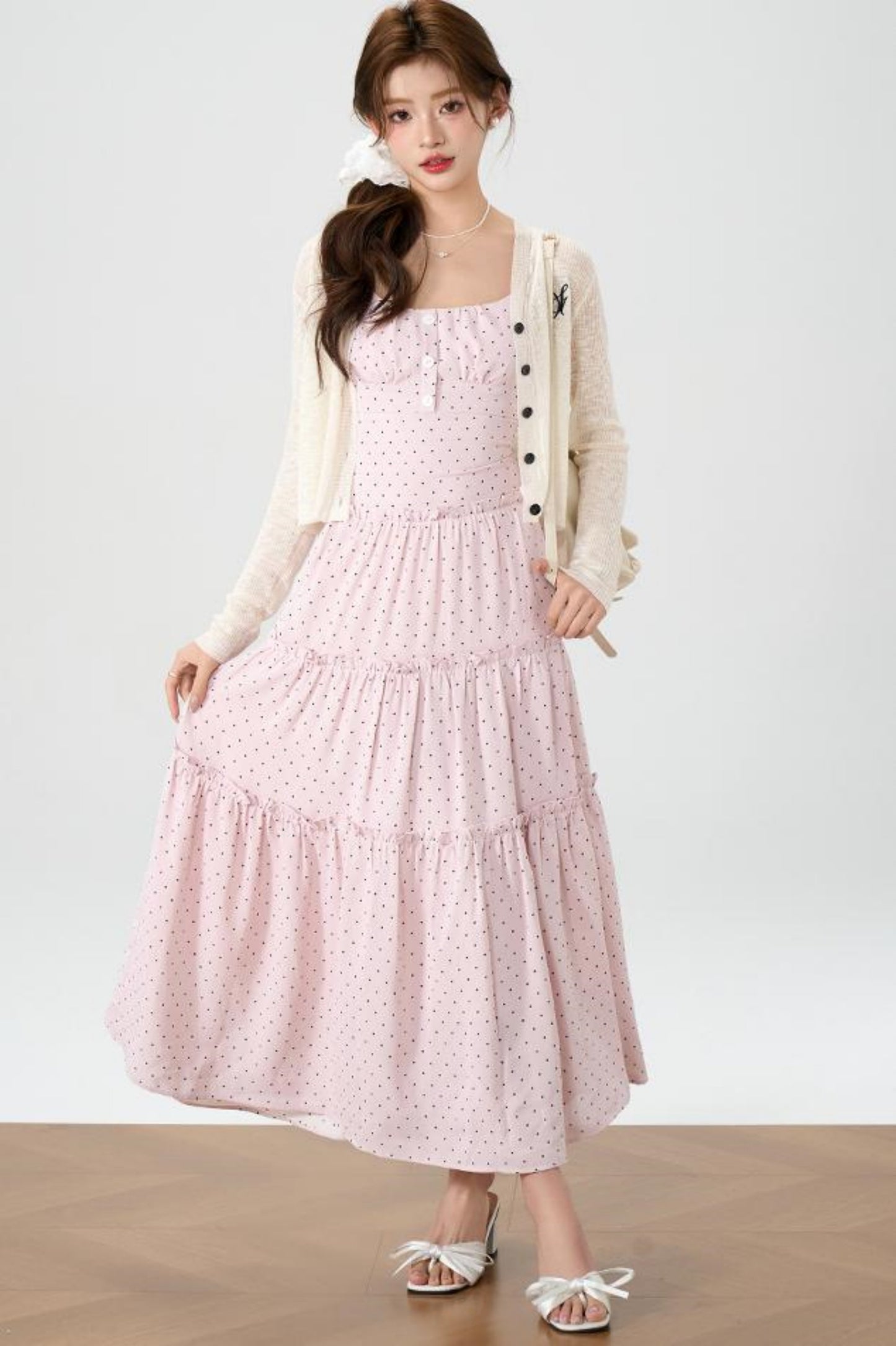 Halter Knit Dress With Cardigan Set-Up