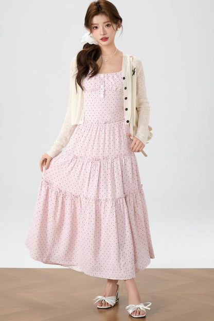 Halter Knit Dress With Cardigan Set-Up