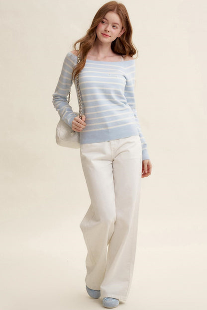 Preppy Style Striped Knit Top