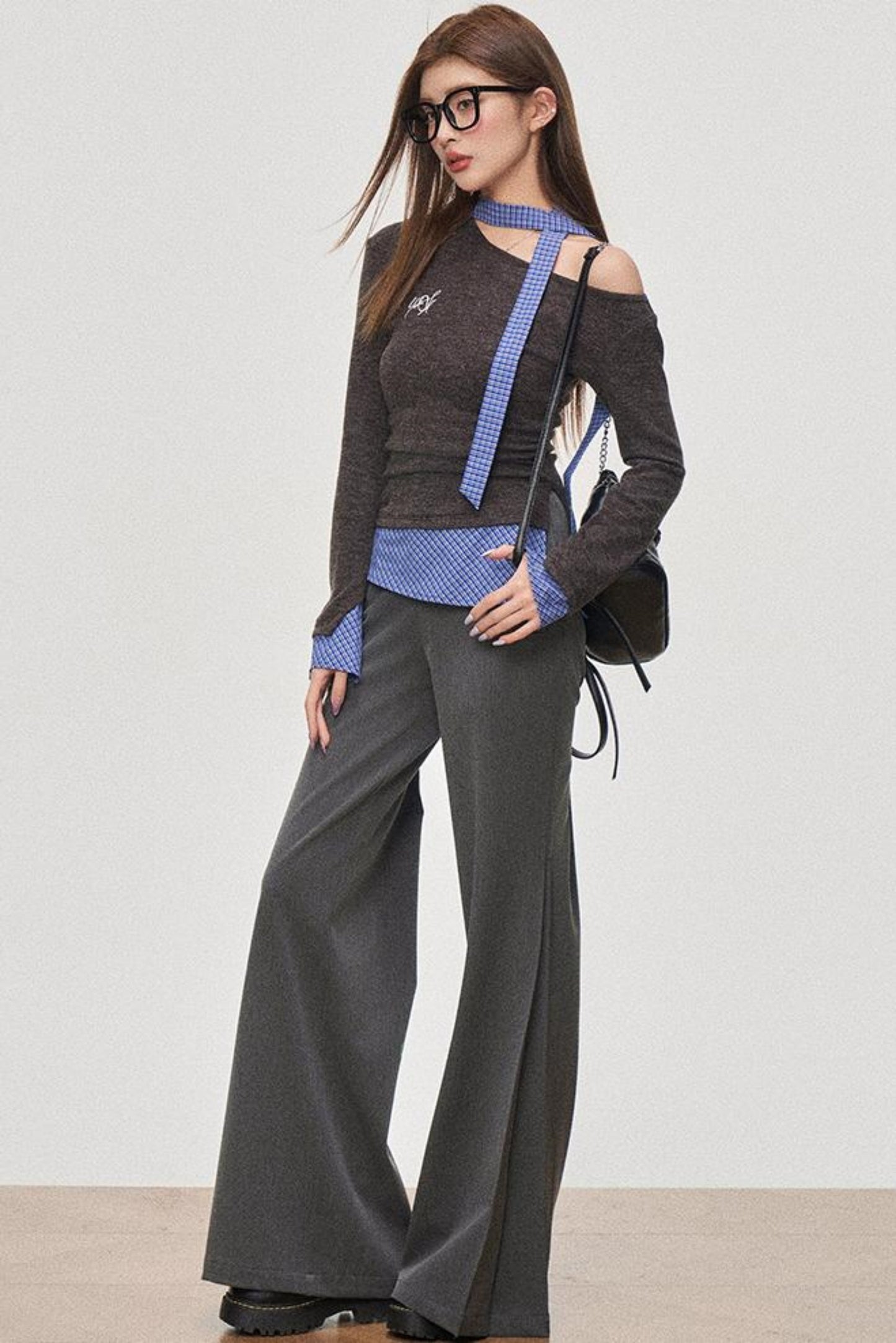 Color Block Slant Shoulder Tee