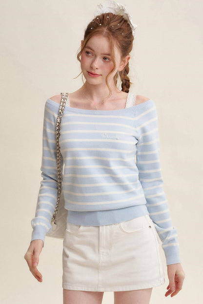 Preppy Style Striped Knit Top