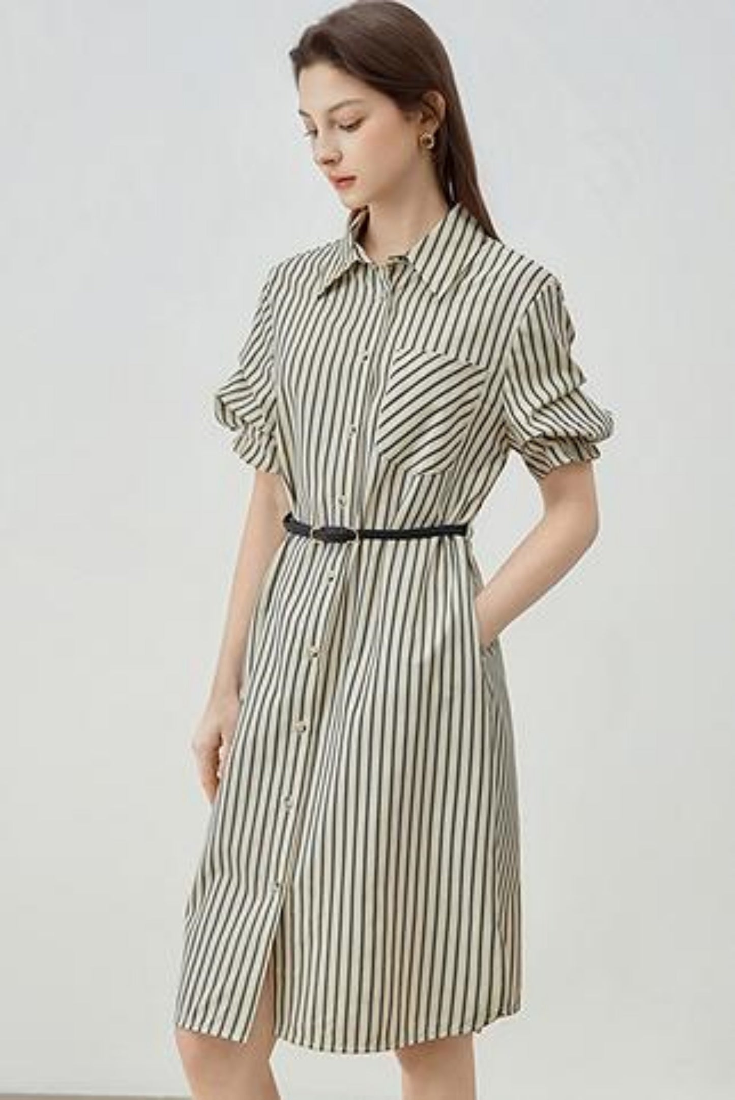 Summer Striped Shirt Dress