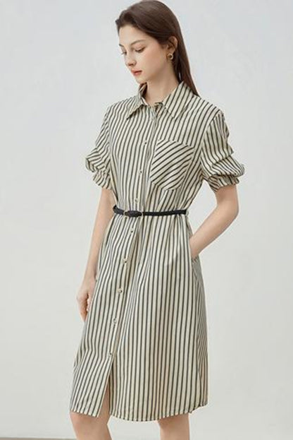 Summer Striped Shirt Dress