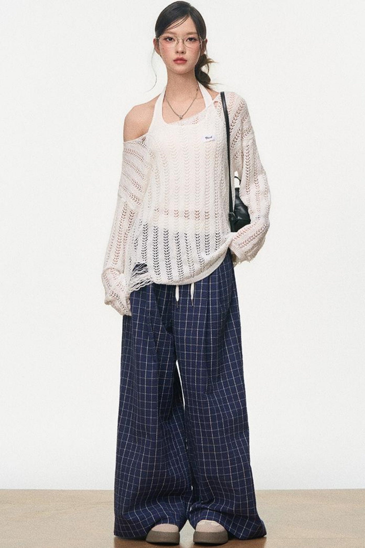 Vintage Plaid Wide-Legged Pants
