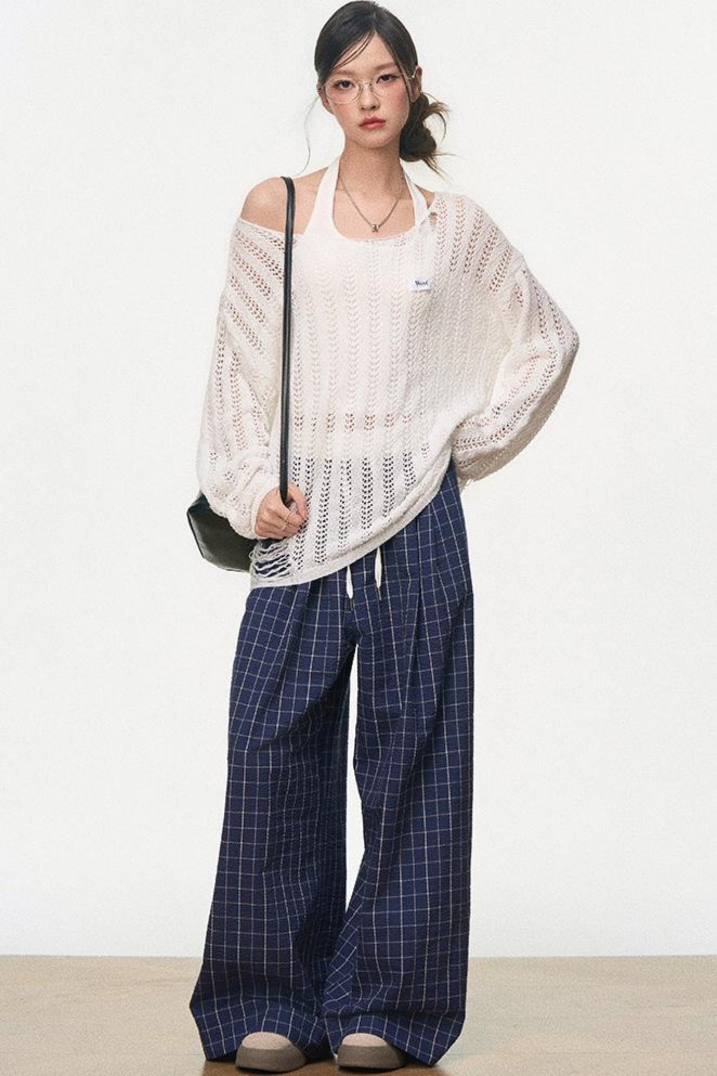 Vintage Plaid Wide-Legged Pants