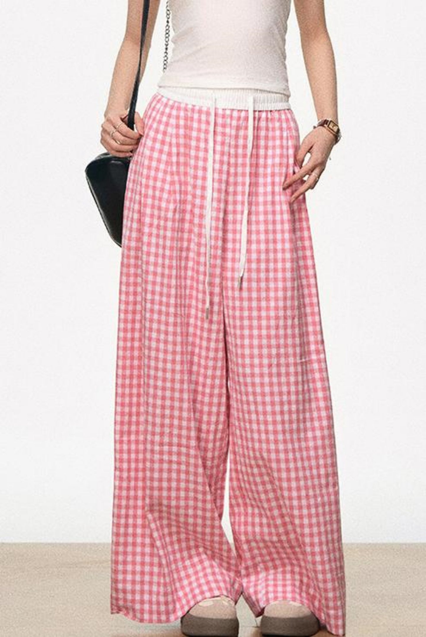 Vintage Plaid Wide-Legged Pants