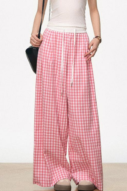 Vintage Plaid Wide-Legged Pants