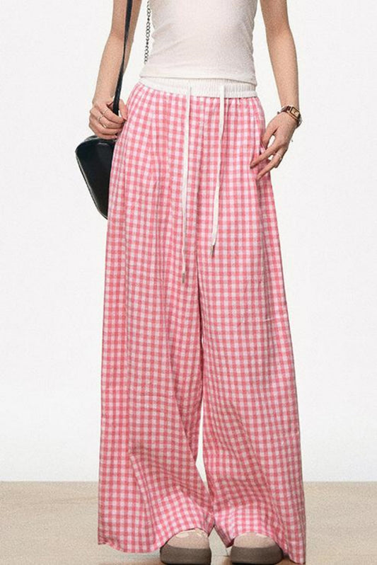 Vintage Plaid Wide-Legged Pants