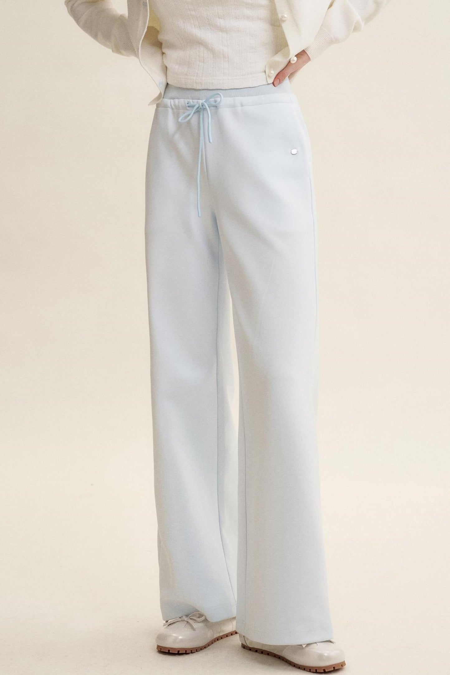 High-Waisted Macaron Cotton Blend Pants