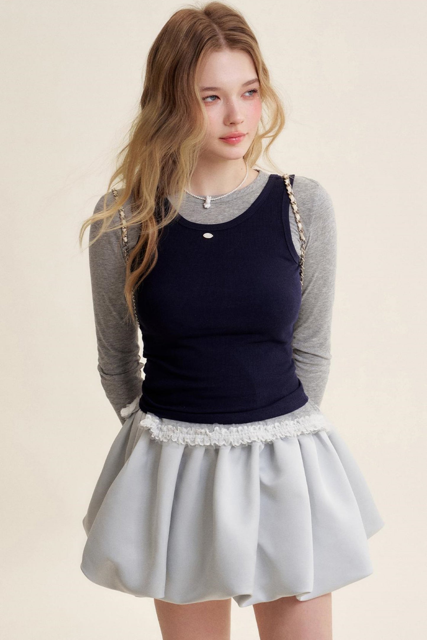 Colorblocked Cotton Tank & Long Sleeve T-Shirt Set