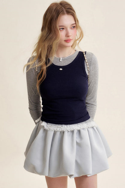 Colorblocked Cotton Tank & Long Sleeve T-Shirt Set