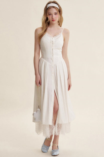 Lace Patchwork Halter Dress Set