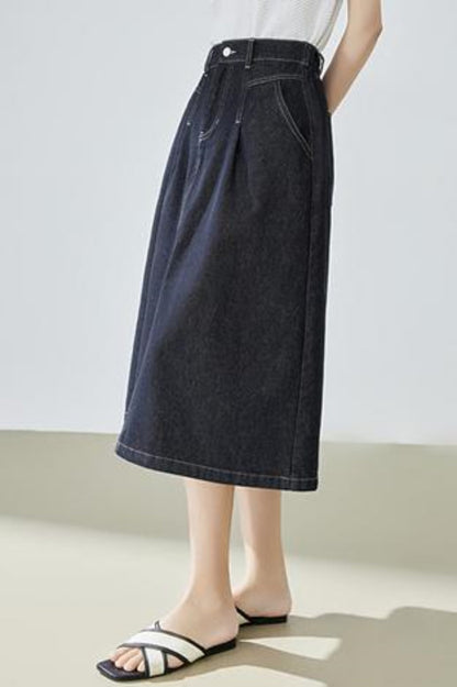 High-Waisted Denim Bustier Skirt