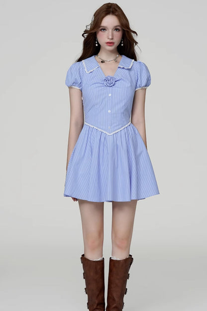 Rose Bubble Sleeve Dress