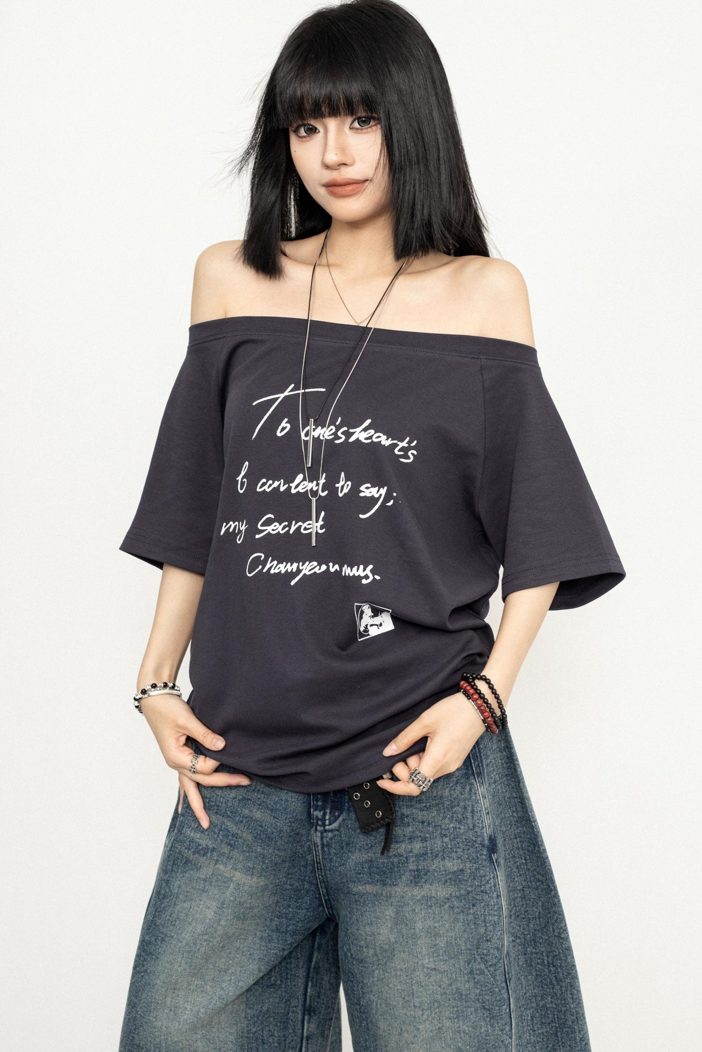 Y2K Off-Shoulder T-Shirt