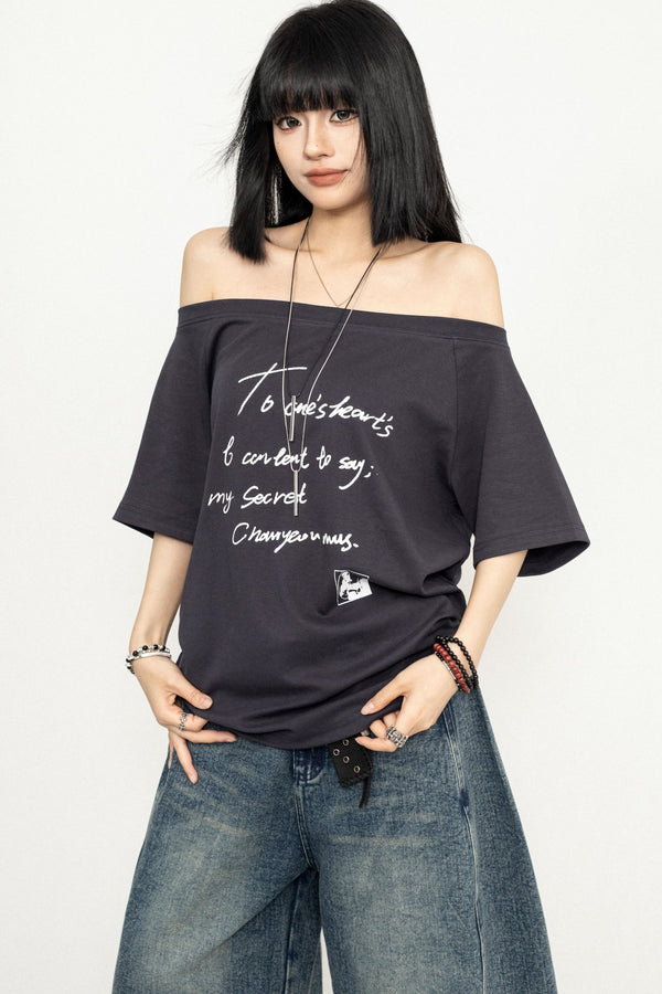 Y2K Off-Shoulder T-Shirt