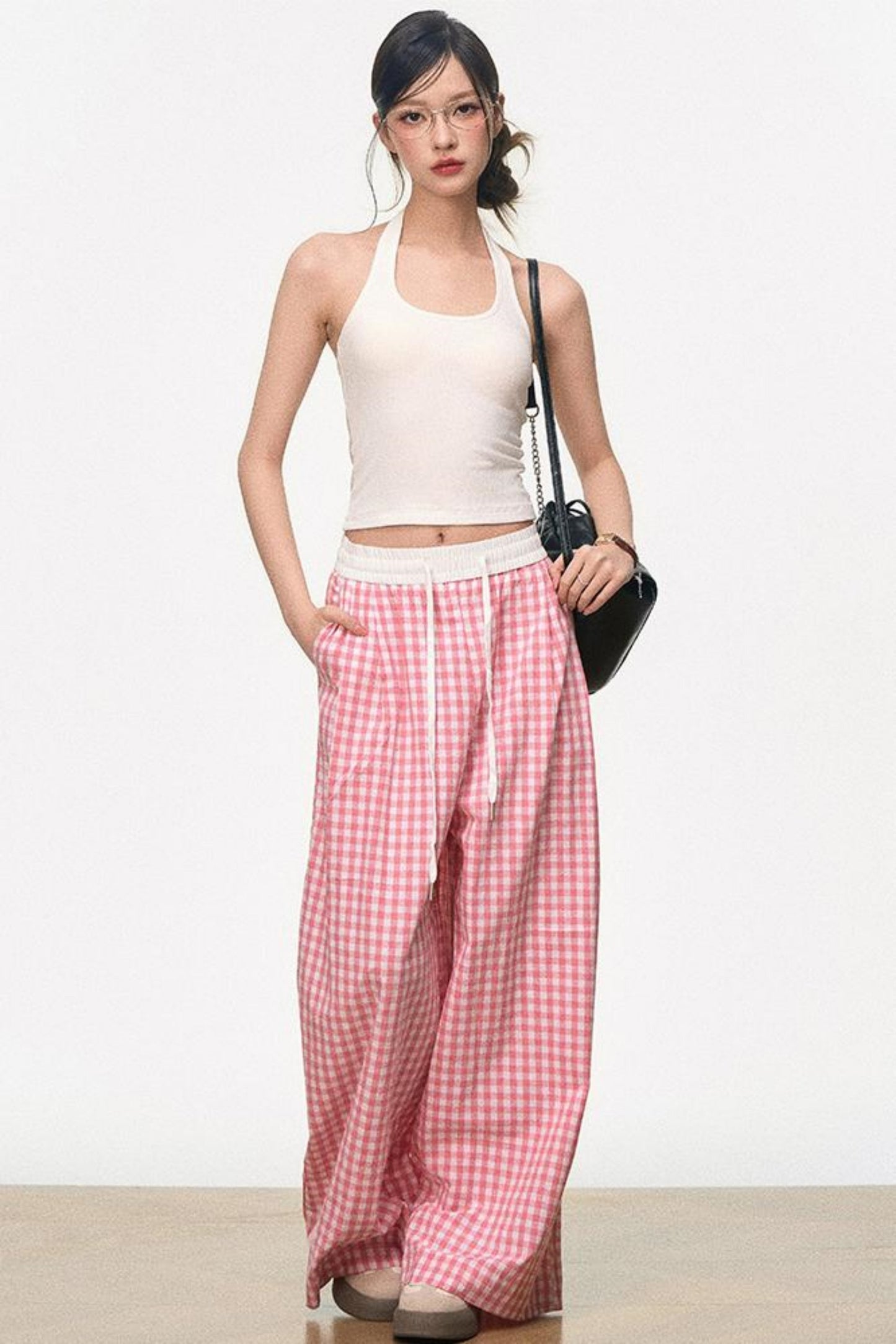 Vintage Plaid Wide-Legged Pants