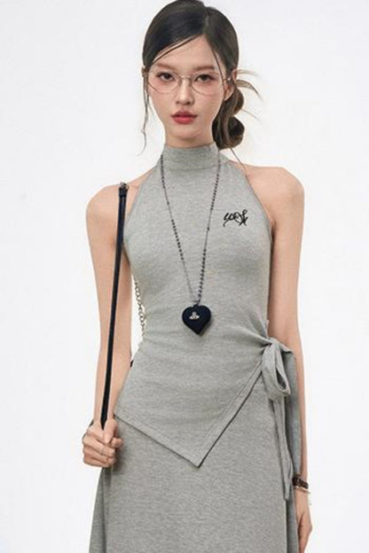 Chic Knit Tie-Top Skirt Set-Up