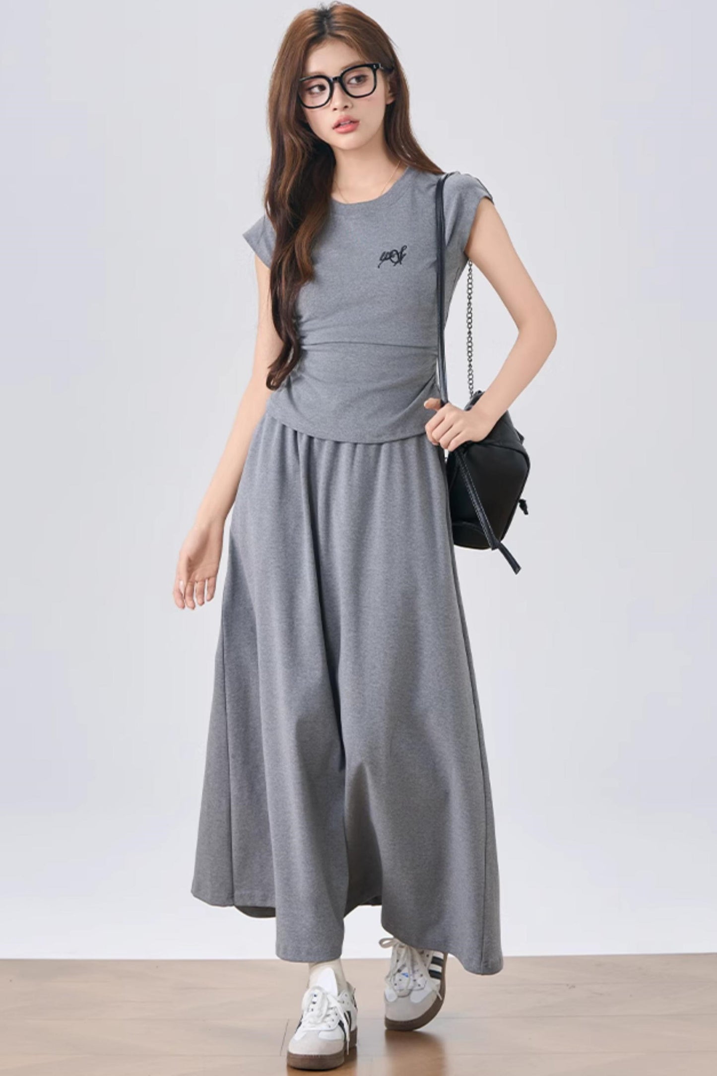 Flowy Sleeve Top And A-Line Skirt Set-Up