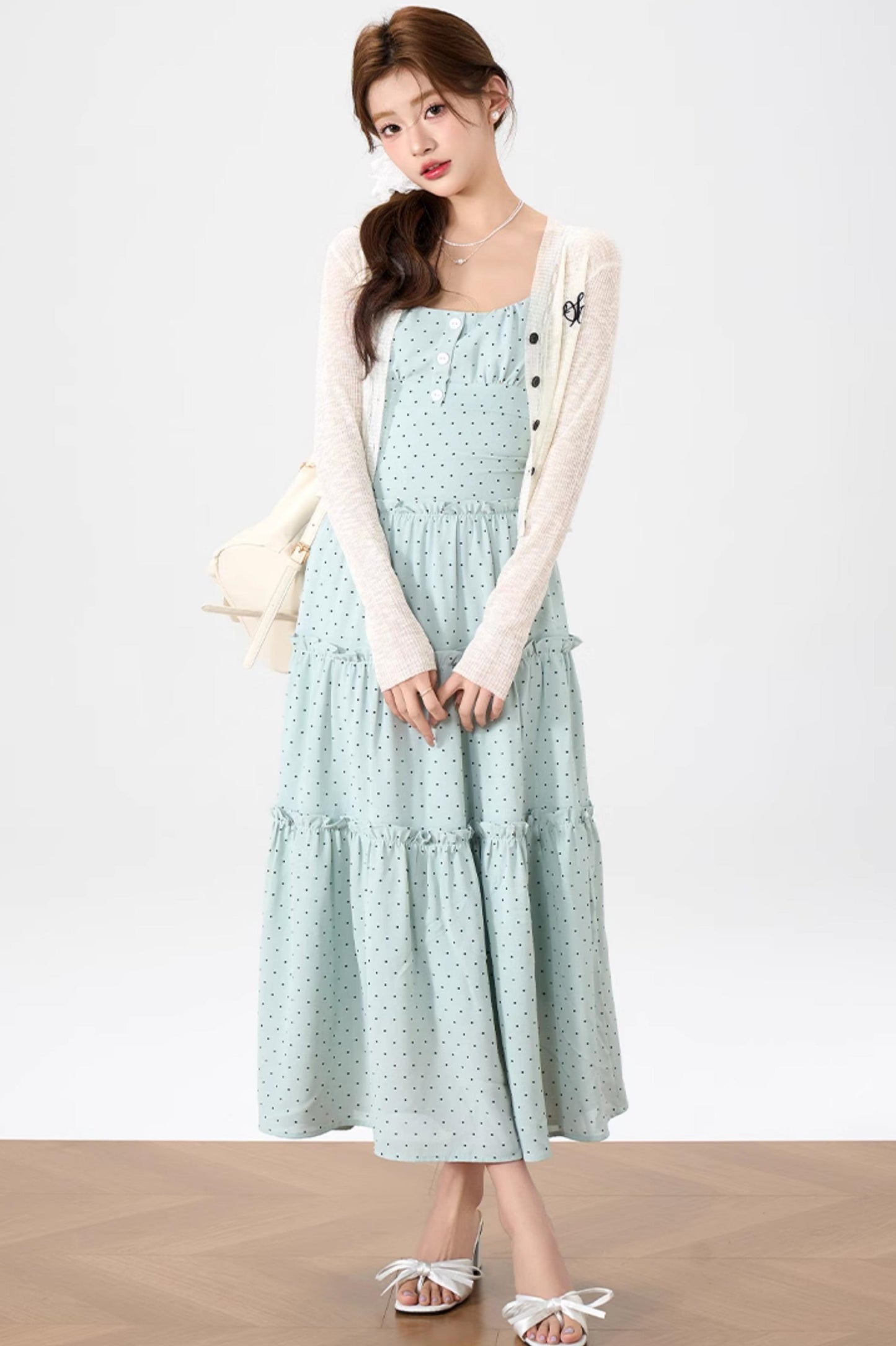 Halter Knit Dress With Cardigan Set-Up