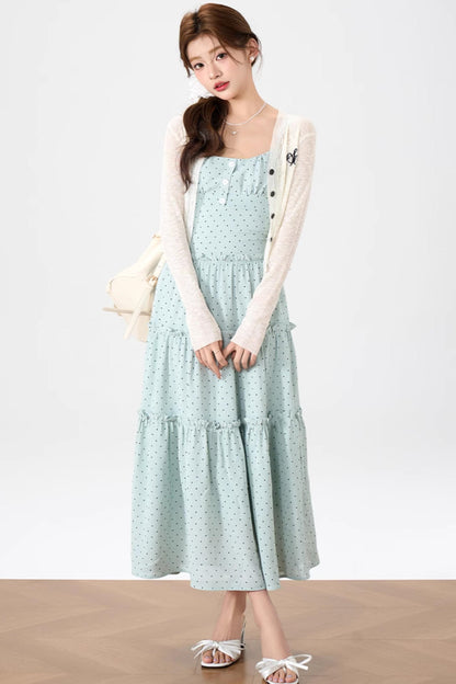 Halter Knit Dress With Cardigan Set-Up