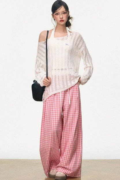 Vintage Plaid Wide-Legged Pants