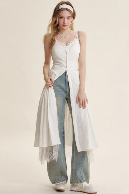 Lace Patchwork Halter Dress Set