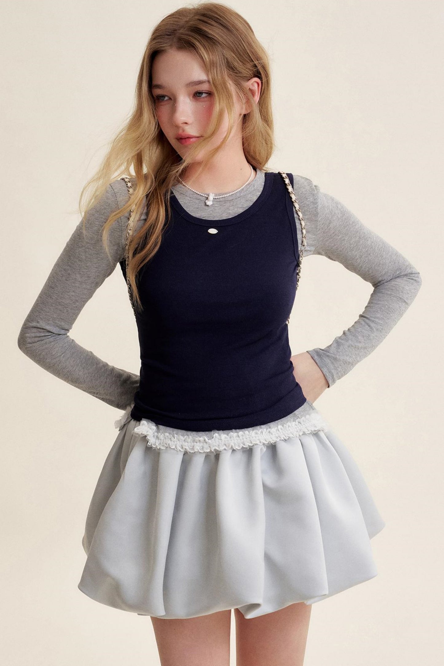 Colorblocked Cotton Tank & Long Sleeve T-Shirt Set