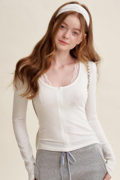 Delicate Lace Layered Two-Piece Top Set