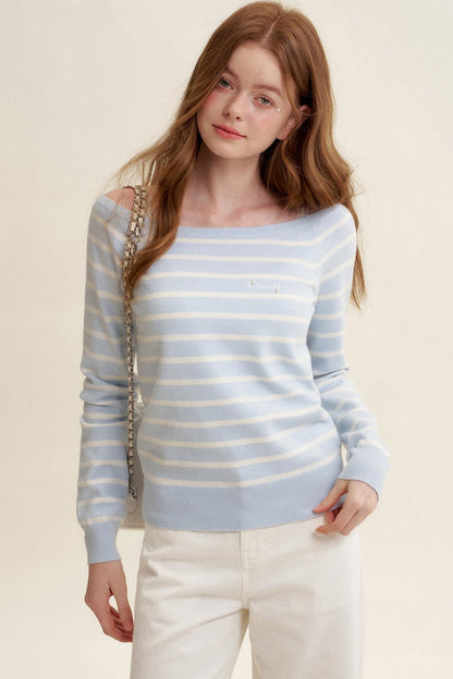 Preppy Style Striped Knit Top