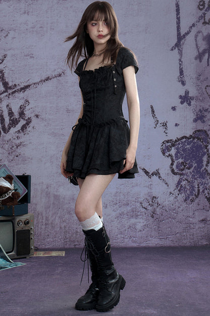 Coolred Peplum Drawstring Dress