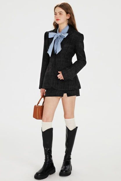 Pocket Accent Tweed Skirt Set-Up