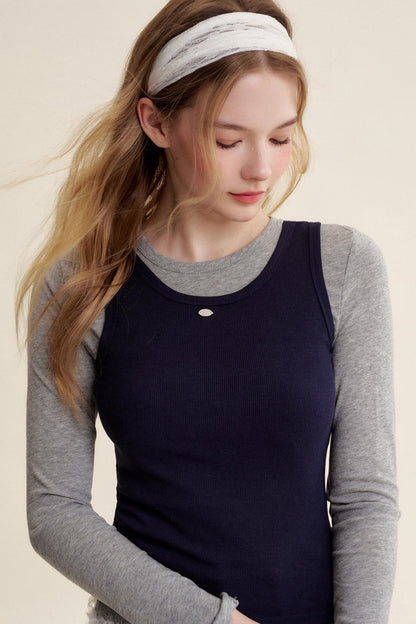 Colorblocked Cotton Tank & Long Sleeve T-Shirt Set